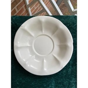 Vintage McCoy White Pearl Footed Scallop Bowl Dish